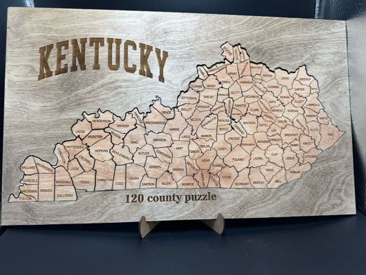 Engraved Kentucky County Puzzle – Handmade Wooden State Map